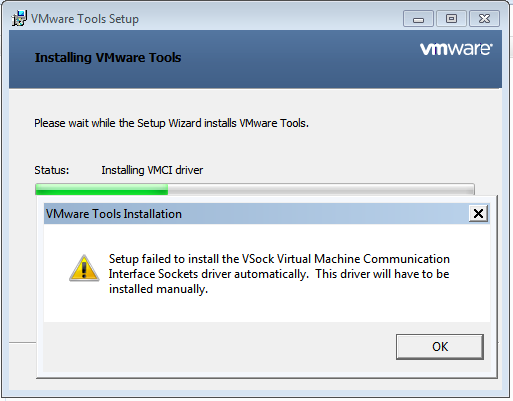 РЕШЕНО! Windows 7 VMware tools | Setup failed to install  the VSock Virtual Machine